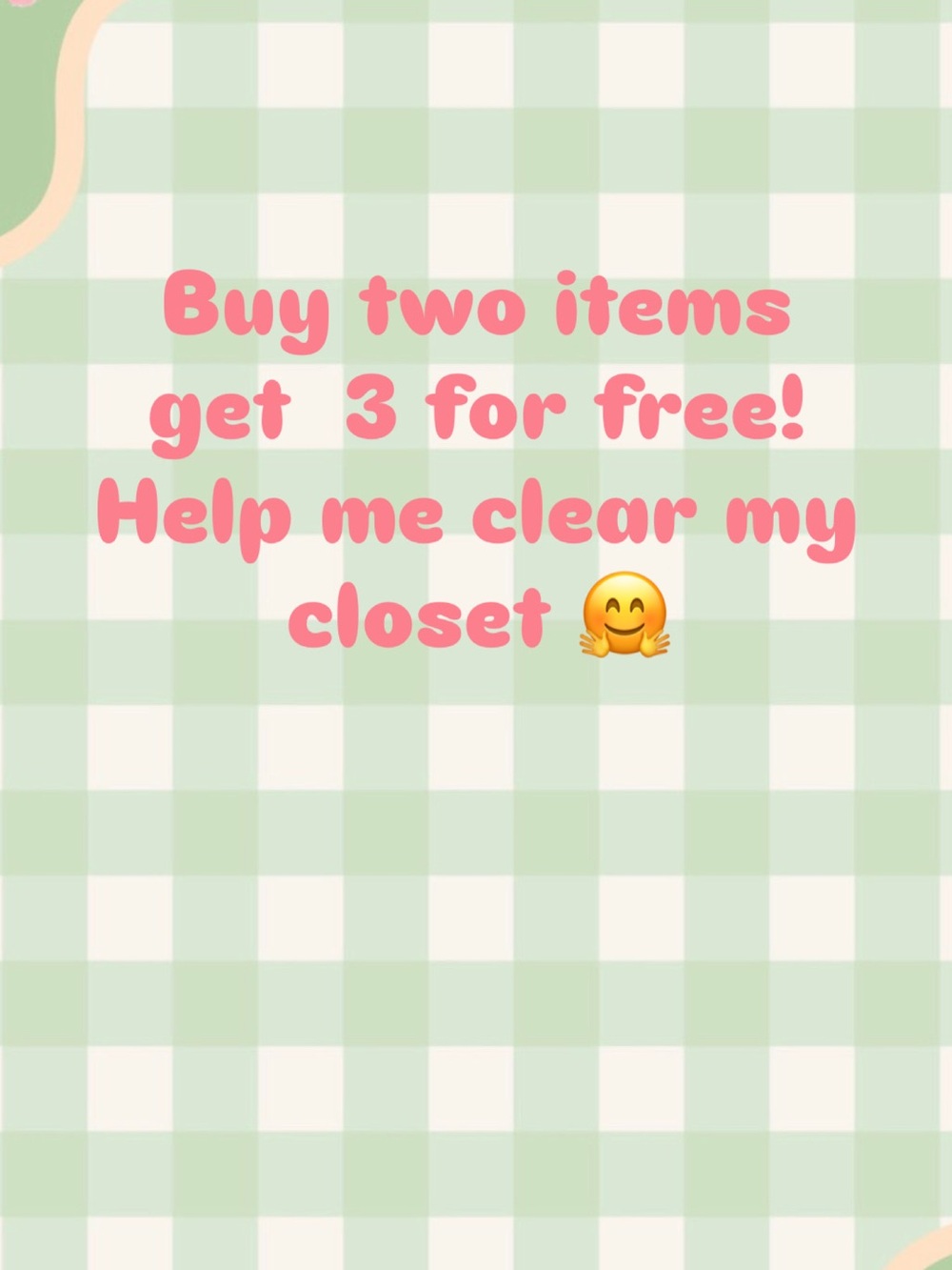 Closet Sale Graphic - Pink Text on Mint Gingham